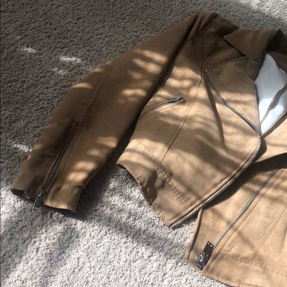 Moto faux suede leather biker jacket sz 2 like new - Picture 10 of 10